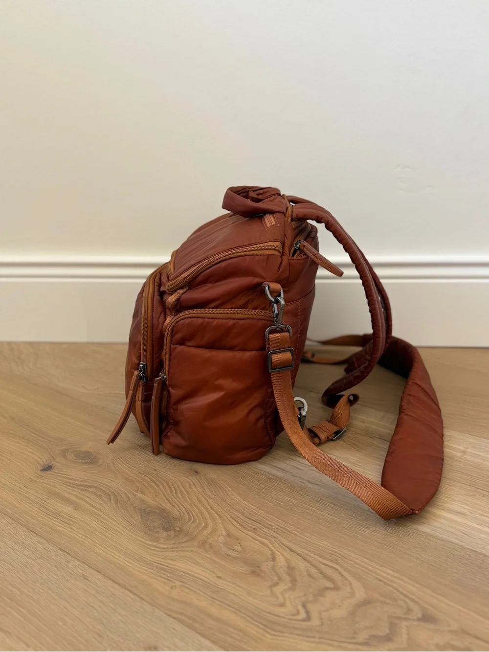 Caraa Nylon Baby Bag Backpack in Clay